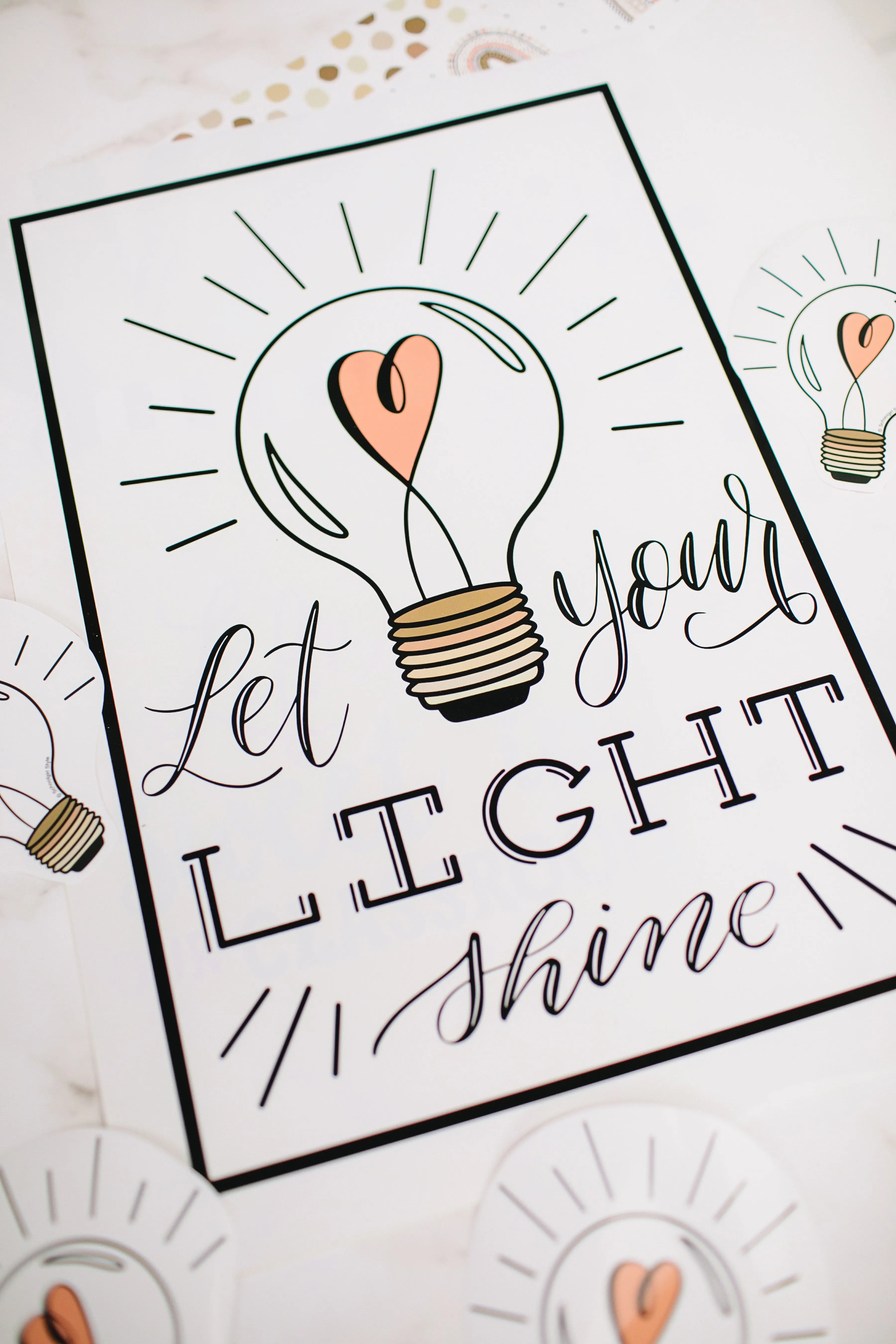 "Let Your Light Shine" Poster | Neutral | Simply Stylish Boho Rainbow | UPRINT | Schoolgirl Style