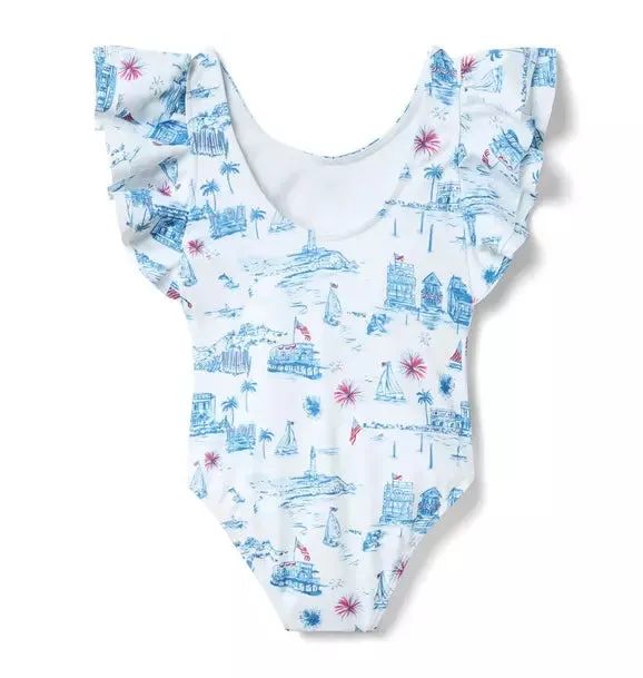 Recycled Americana Toile Swimsuit