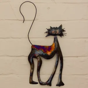 Recycled Tin Smiling Cat