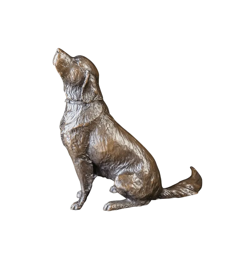 Richard Cooper Medium Retriever Sitting Bronze Sculpture