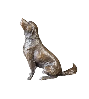 Richard Cooper Medium Retriever Sitting Bronze Sculpture