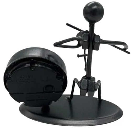 Rudra Kriti | Metal Guitarist Figurine with Clock - Unique Musician Decor Table Clock - Modern Art Music Lover’s Gift - 6.3 Inches Tall