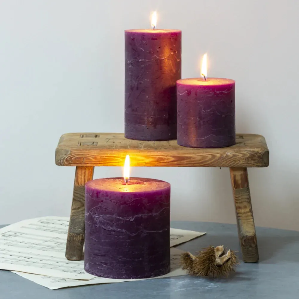 Rustic Pillar Candle - Plum