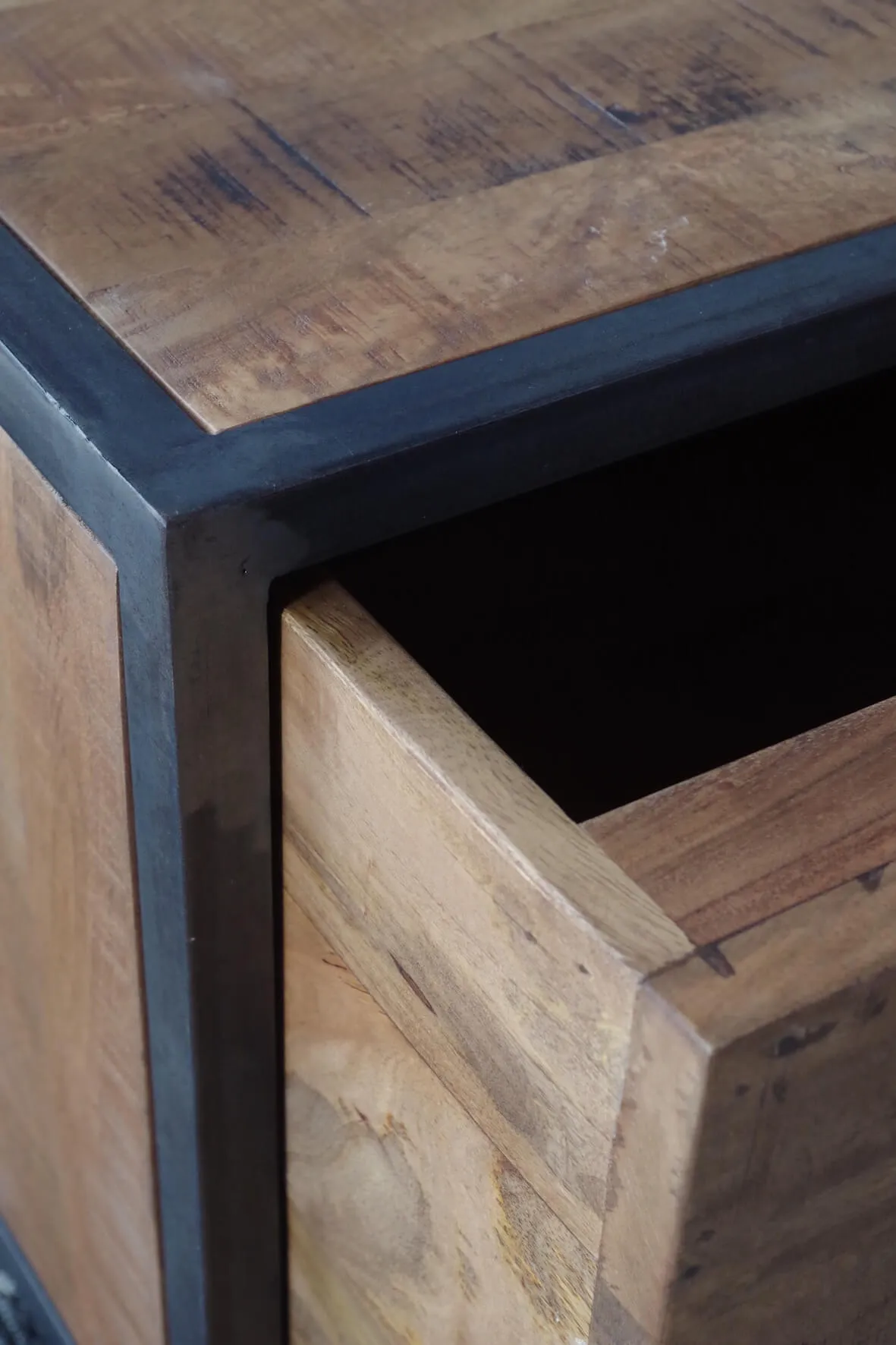 Saw Cut Storage Coffee Table - Distressed