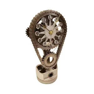 SAZ DEKOR Rotating Gear Clock Craft Table Clock Shelf Clock for Living Room Decoration