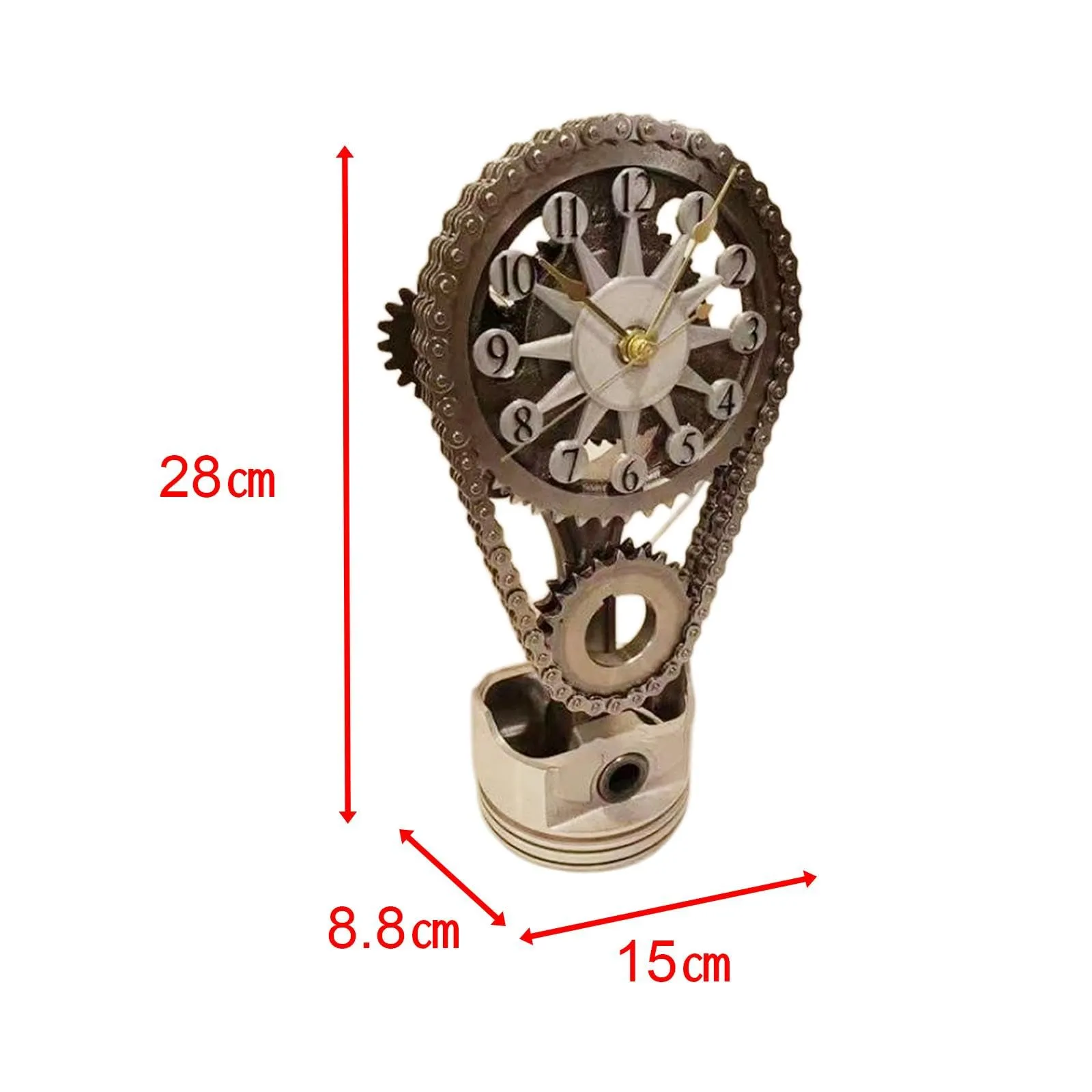 SAZ DEKOR Rotating Gear Clock Craft Table Clock Shelf Clock for Living Room Decoration