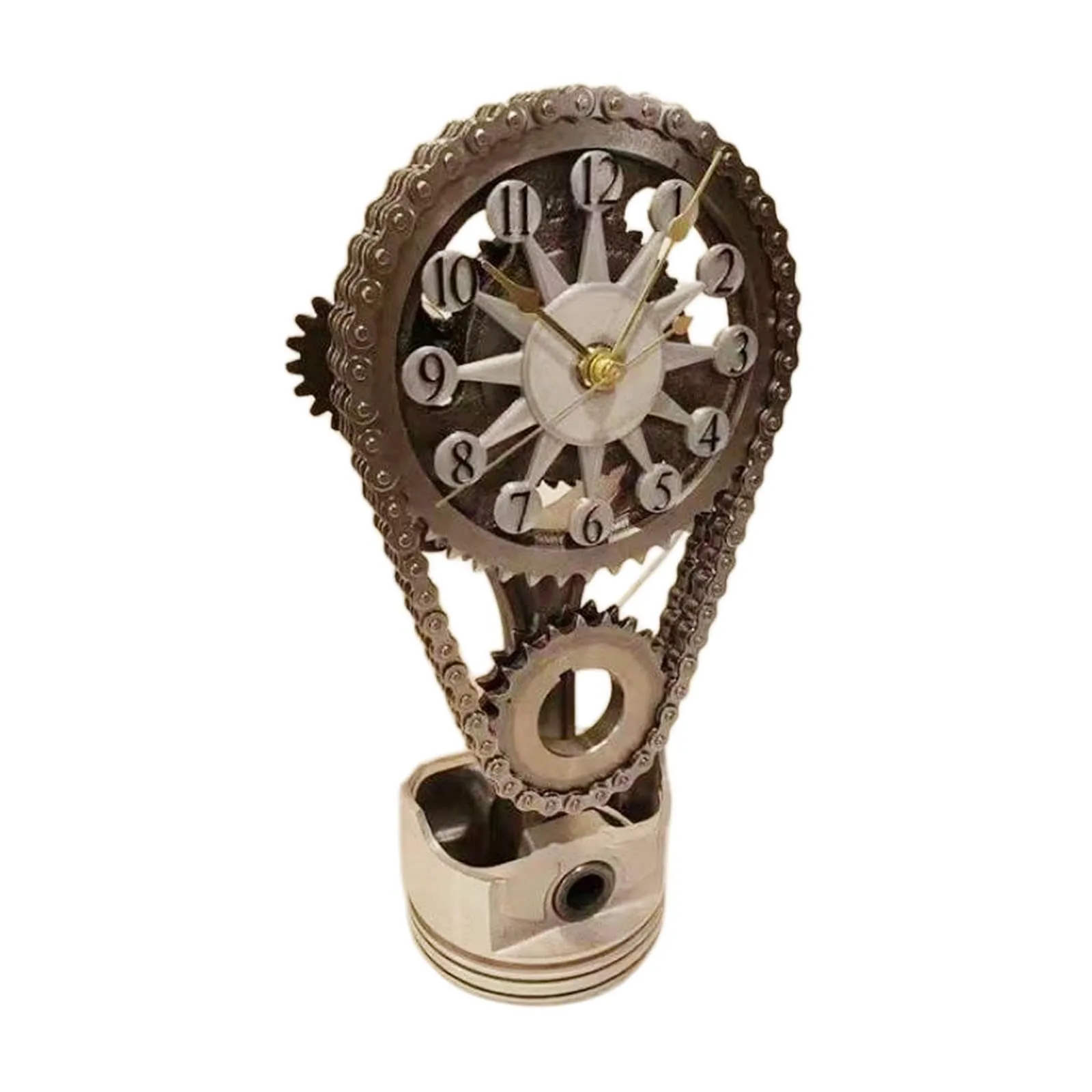 SAZ DEKOR Rotating Gear Clock Craft Table Clock Shelf Clock for Living Room Decoration