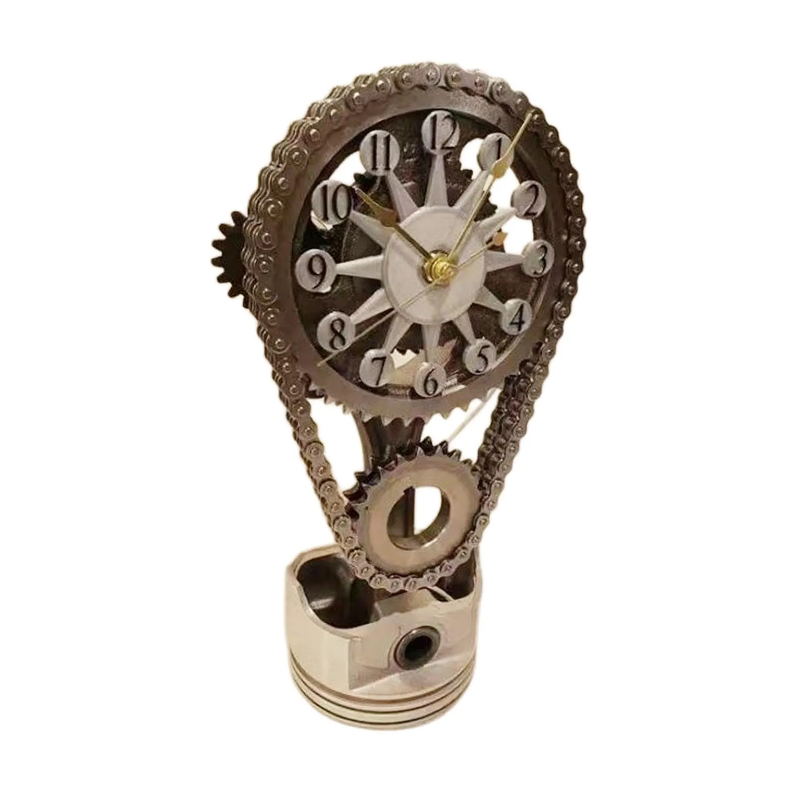 SAZ DEKOR Rotating Gear Clock Craft Table Clock Shelf Clock for Living Room Decoration