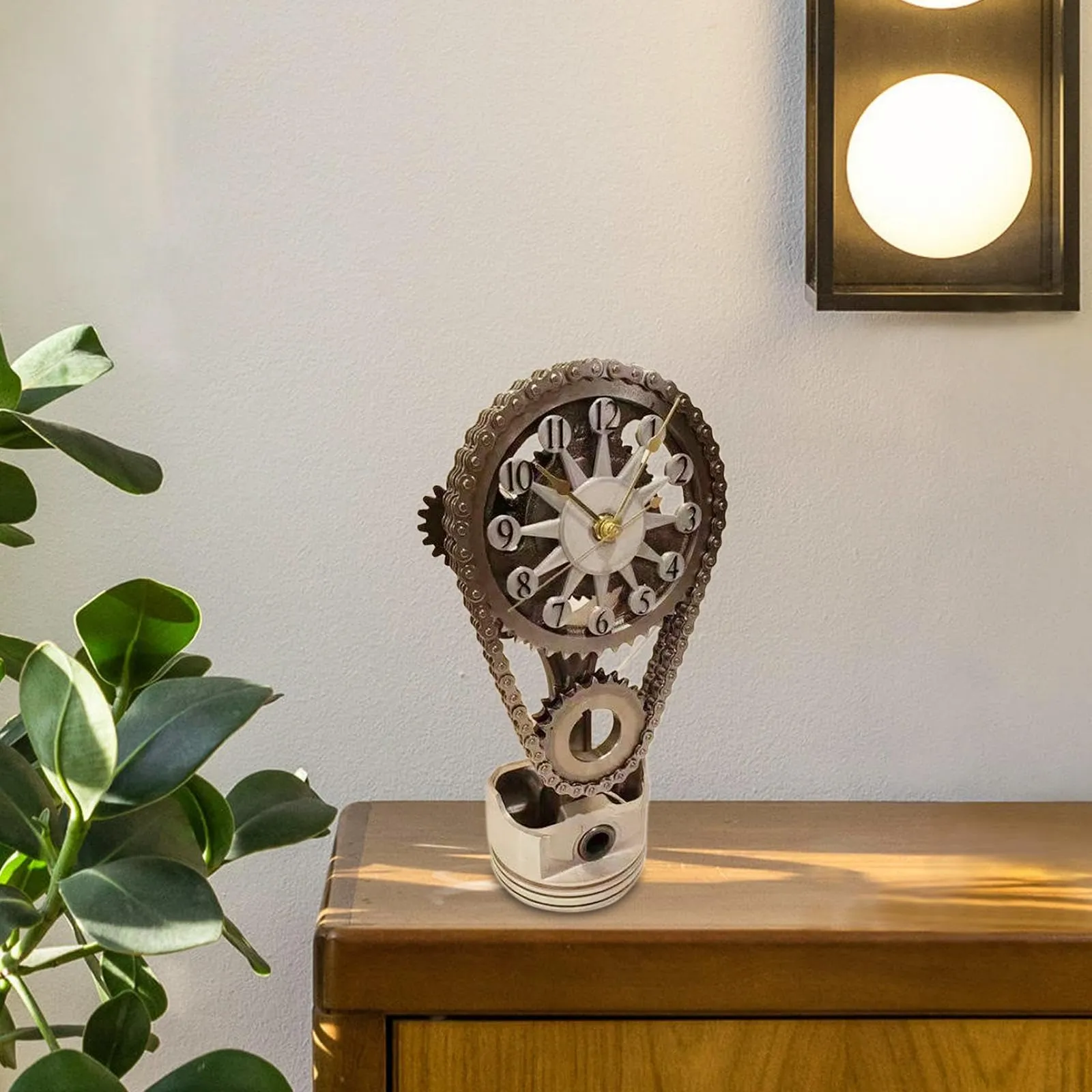 SAZ DEKOR Rotating Gear Clock Craft Table Clock Shelf Clock for Living Room Decoration
