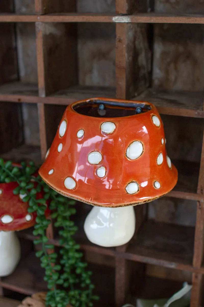 Set of 2 Ceramic Toadstool Wall Planters