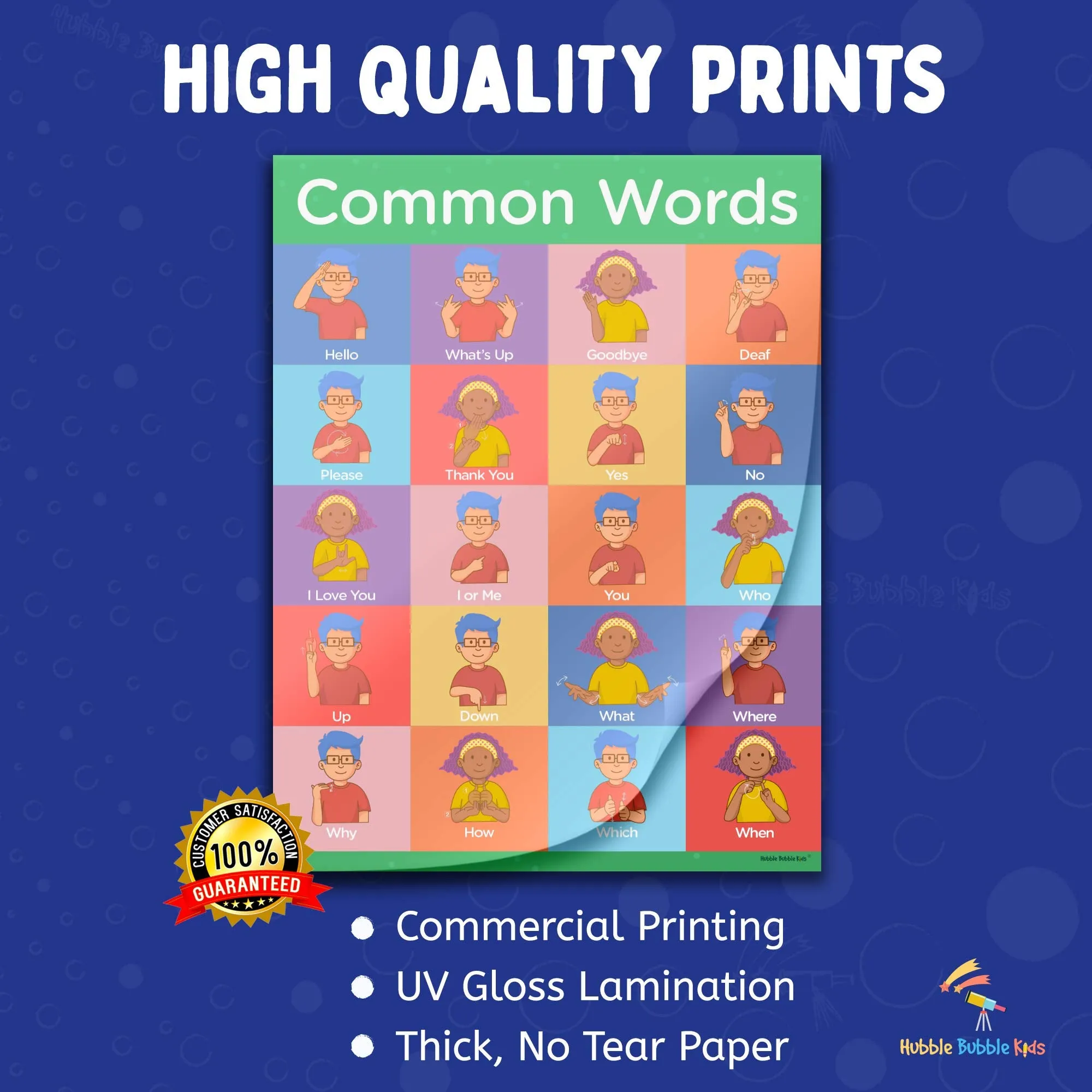 Sign Language Posters For Classroom - Large 8 Pack Includes Sign Language Alphabet