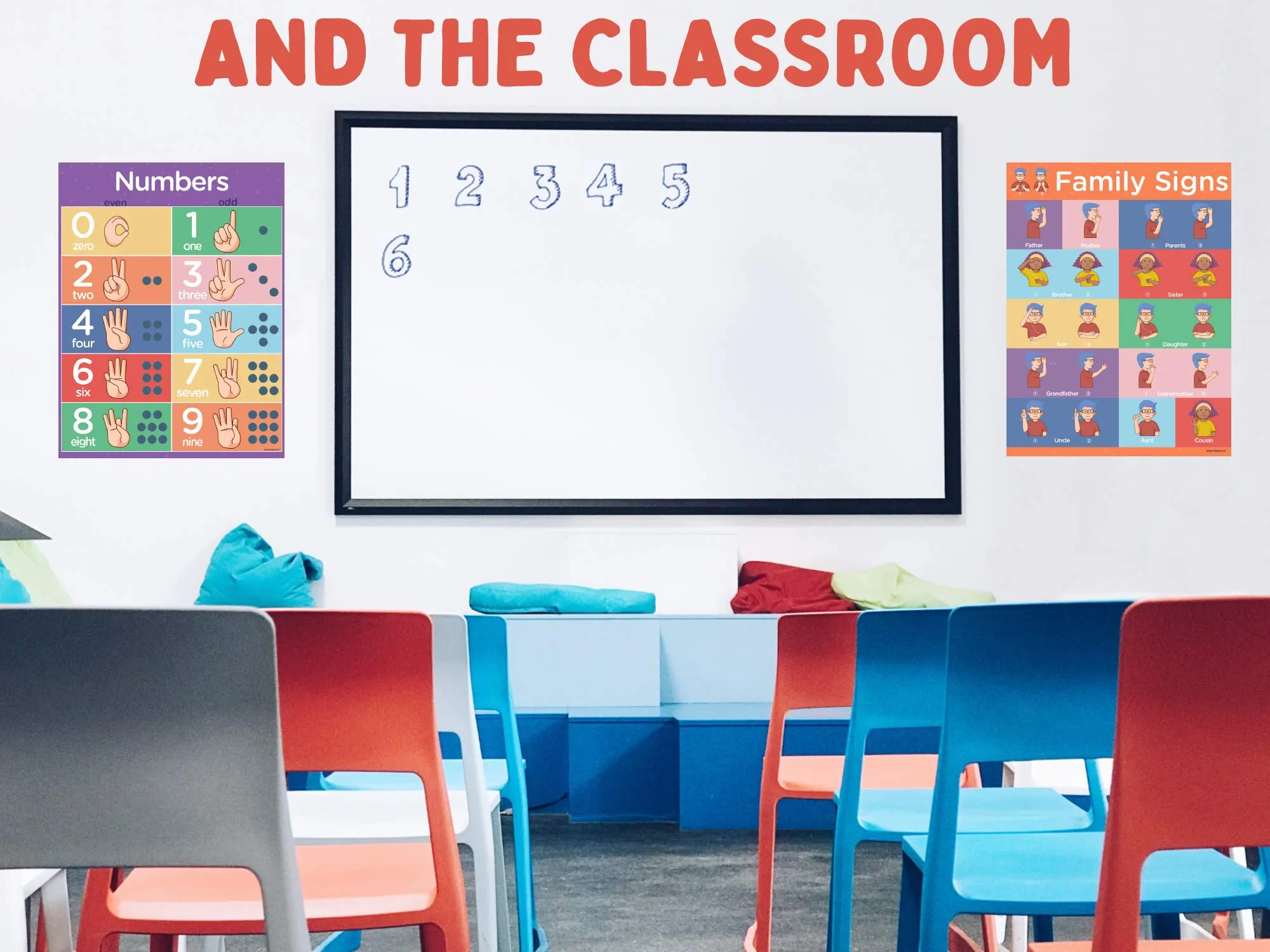 Sign Language Posters For Classroom - Large 8 Pack Includes Sign Language Alphabet