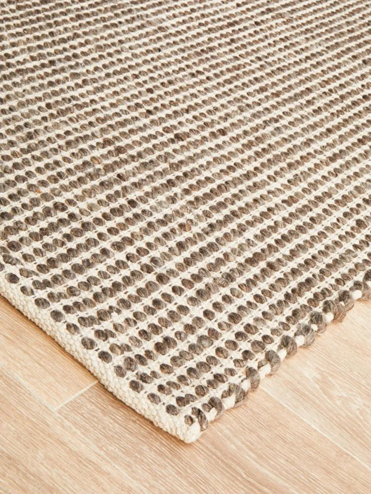 Skandi Brown Flat Weave Wool Rug