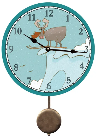 Ski Moose Clock- Moose Wall Clock- Ski Clock