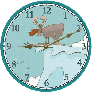 Ski Moose Clock- Moose Wall Clock- Ski Clock