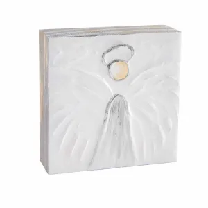 SMALL SILVER ANGEL DECORATIVE BLOCK