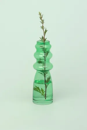 Stella Green Glass Ribbed Vase