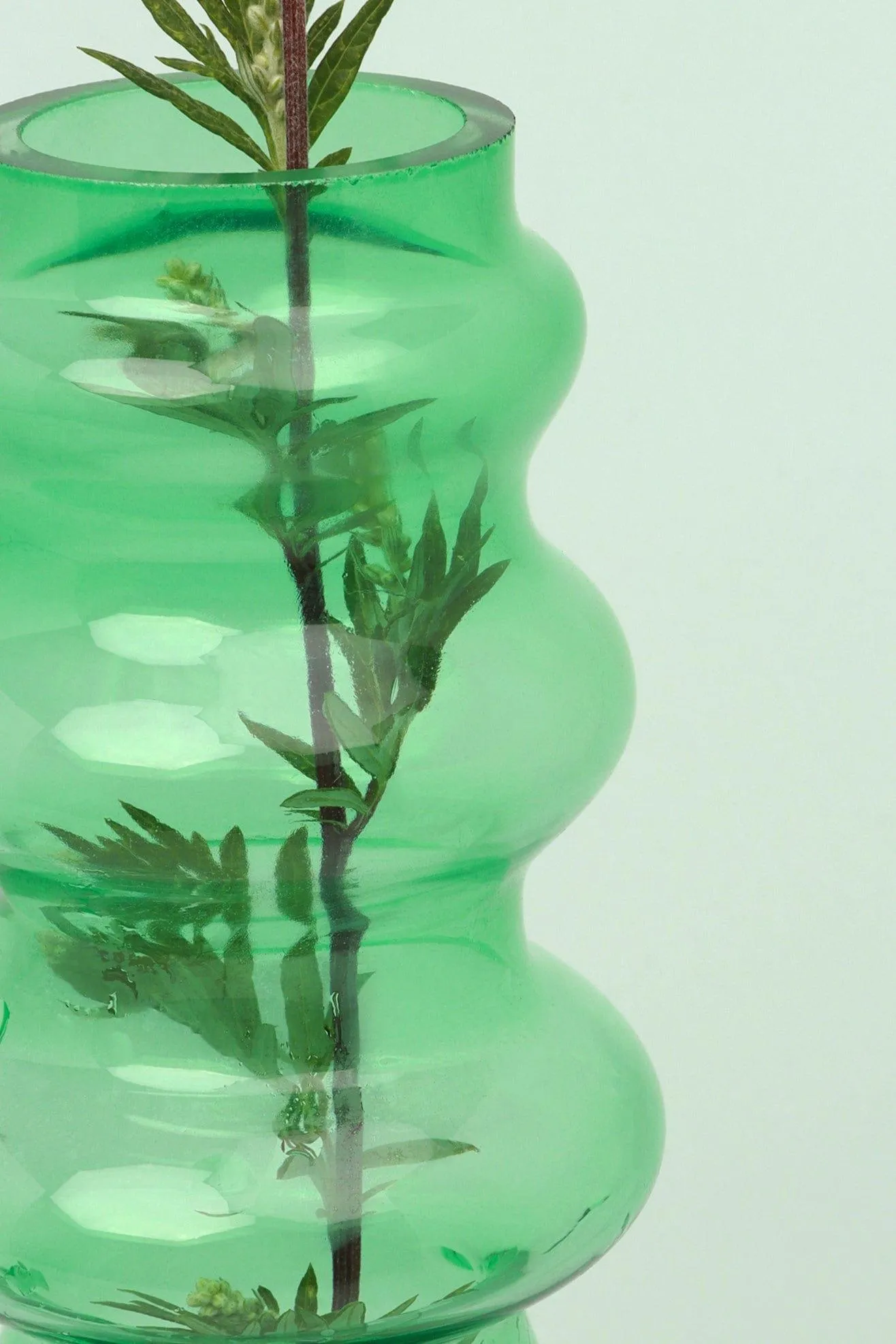 Stella Green Glass Ribbed Vase