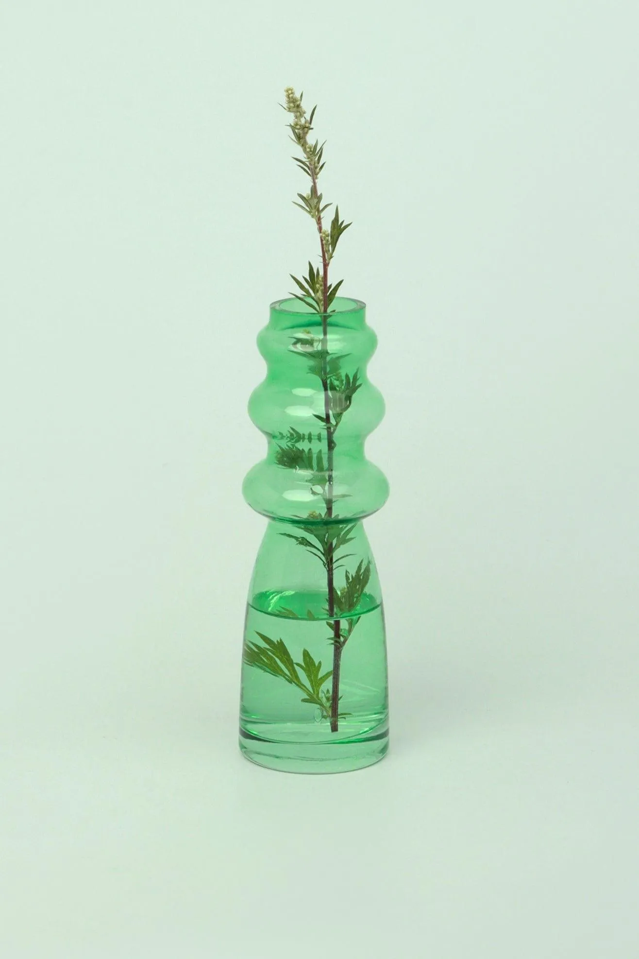 Stella Green Glass Ribbed Vase