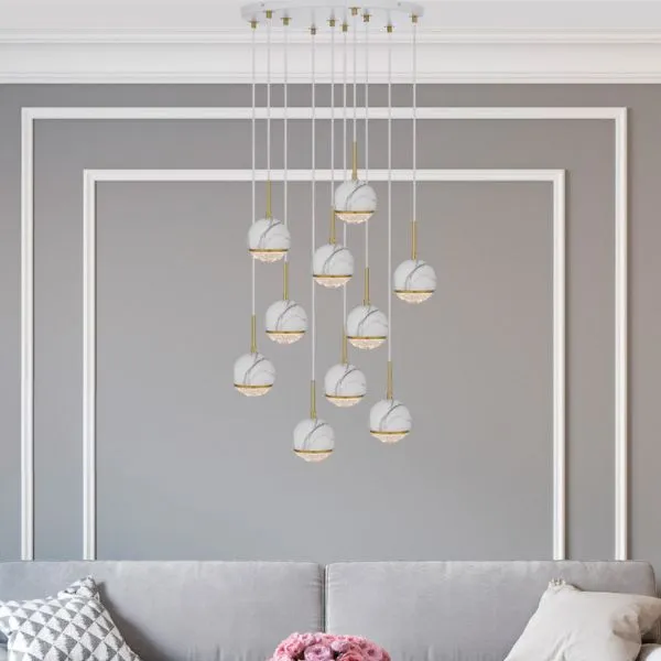 Telbix Oneta G9 10 Light Pendant White
