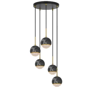 Telbix Oneta G9 5 Light Pendant Black