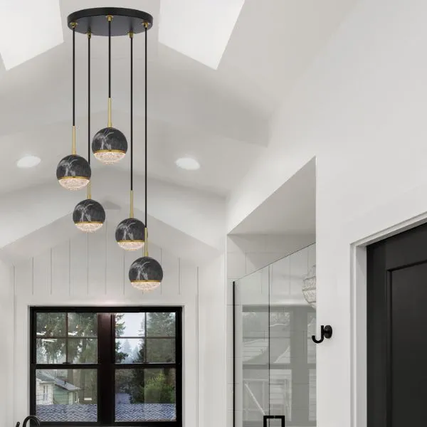 Telbix Oneta G9 5 Light Pendant Black