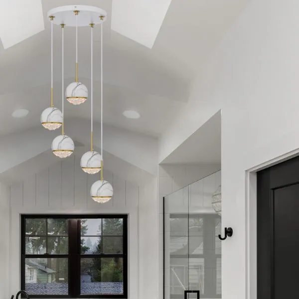 Telbix Oneta G9 5 Light Pendant White