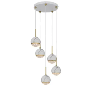 Telbix Oneta G9 5 Light Pendant White