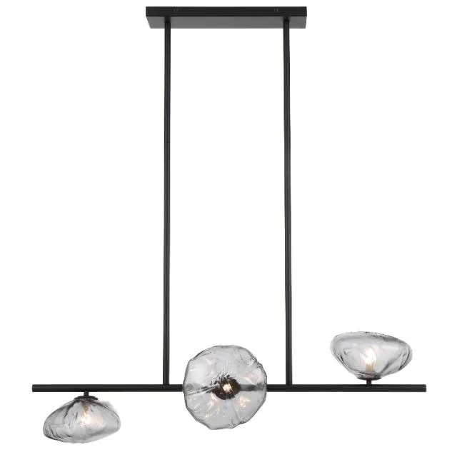 Telbix Zecca 3 Light Horizontal Pendant Light G9 Black Smoke