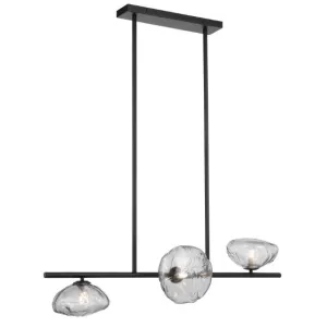 Telbix Zecca 3 Light Horizontal Pendant Light G9 Black Smoke