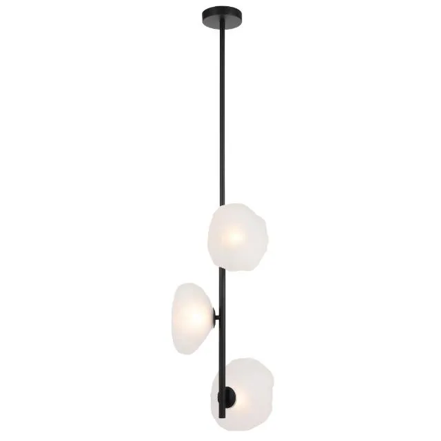 Telbix Zecca 3 Light Vertical Pendant Light G9 Black Frost