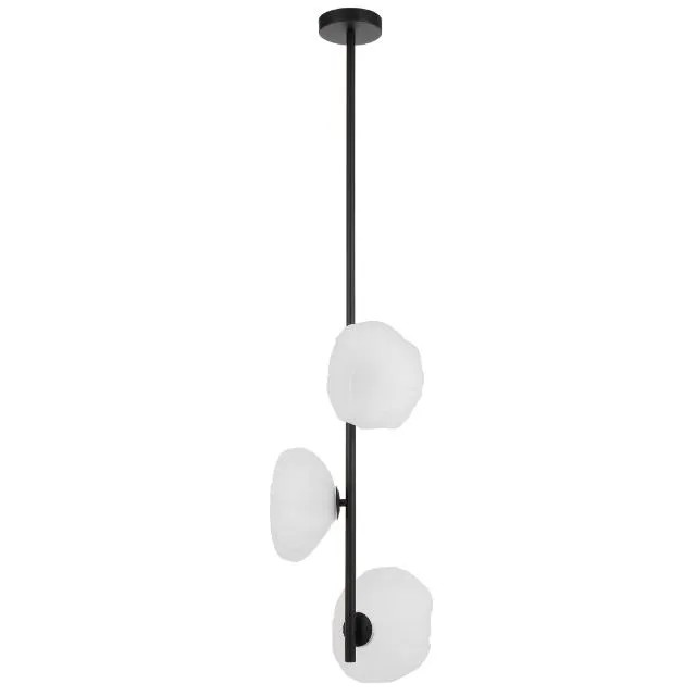 Telbix Zecca 3 Light Vertical Pendant Light G9 Black Frost