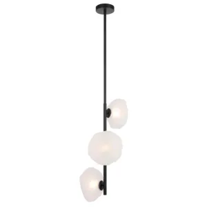 Telbix Zecca 3 Light Vertical Pendant Light G9 Black Frost