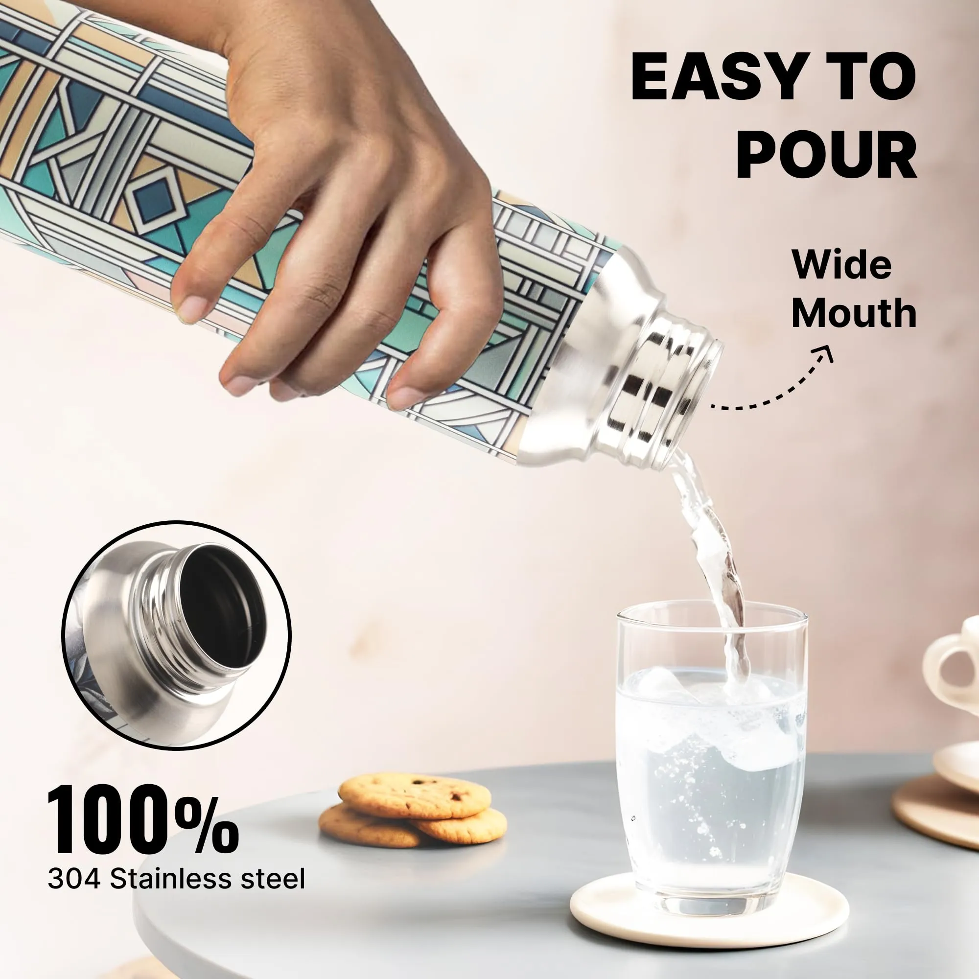 The Better Home Stainless Steel 1L Water Bottle | Pack of 3 | Gym Water Bottle For Men | Travel Bottle For Adults/Kids/School/Office | Water Bottle For Kids (Pastel Made)