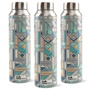 The Better Home Stainless Steel 1L Water Bottle | Pack of 3 | Gym Water Bottle For Men | Travel Bottle For Adults/Kids/School/Office | Water Bottle For Kids (Pastel Made)