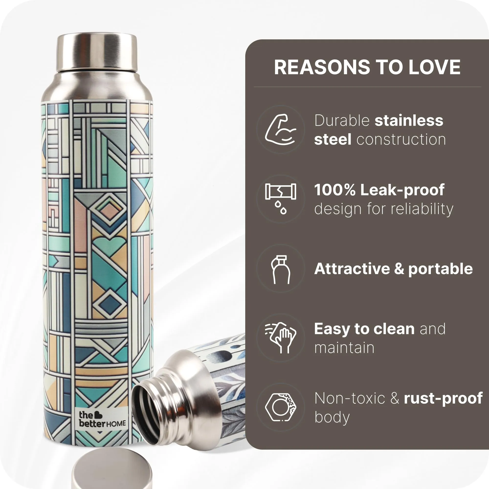 The Better Home Stainless Steel 1L Water Bottle | Pack of 3 | Gym Water Bottle For Men | Travel Bottle For Adults/Kids/School/Office | Water Bottle For Kids (Pastel Made)