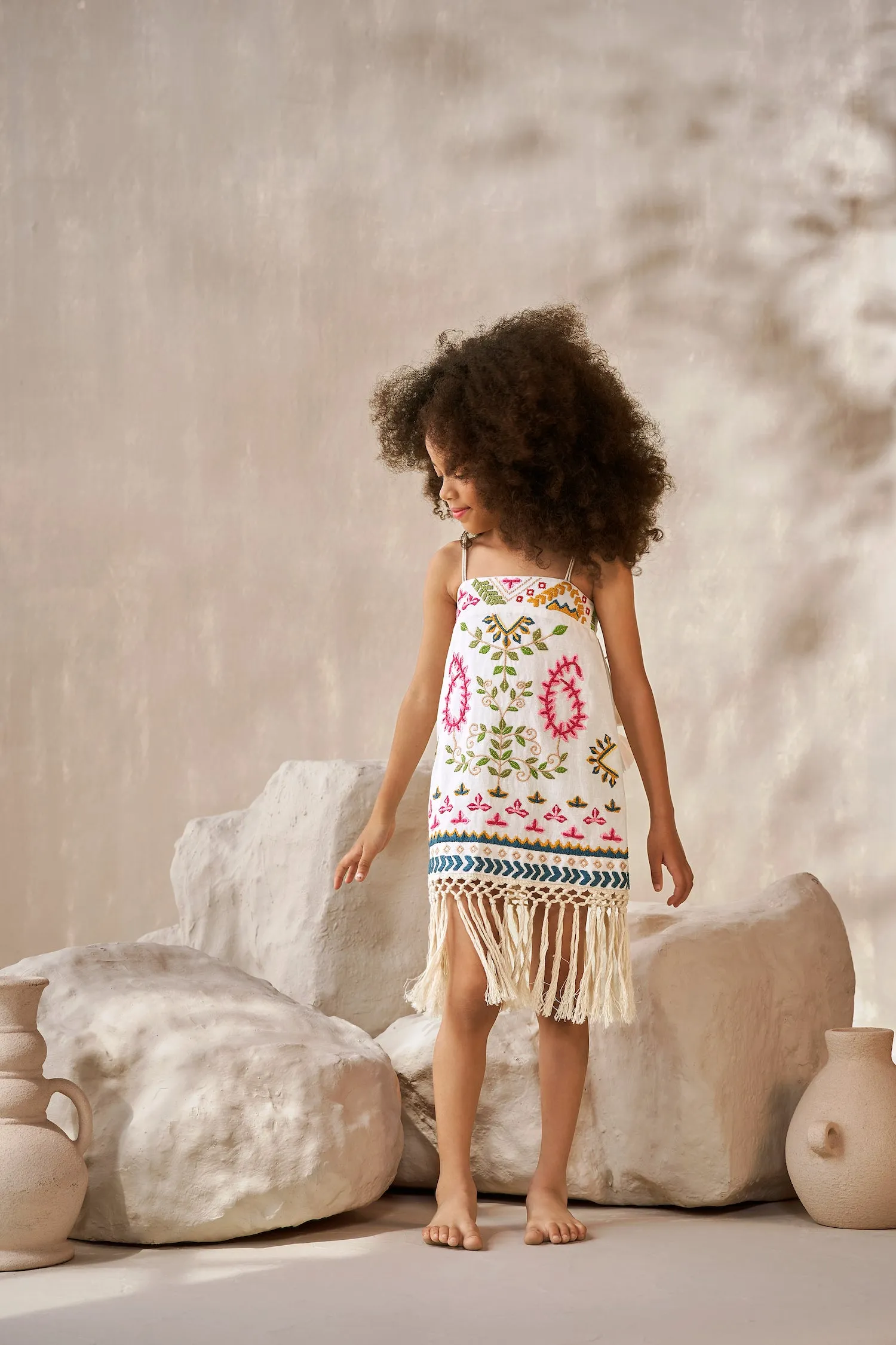 The Embroidered Zoya Dress (Off-White) (Sale)