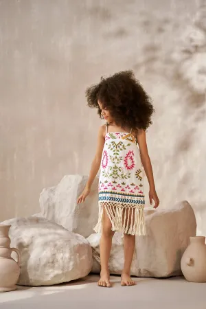 The Embroidered Zoya Dress (Off-White) (Sale)