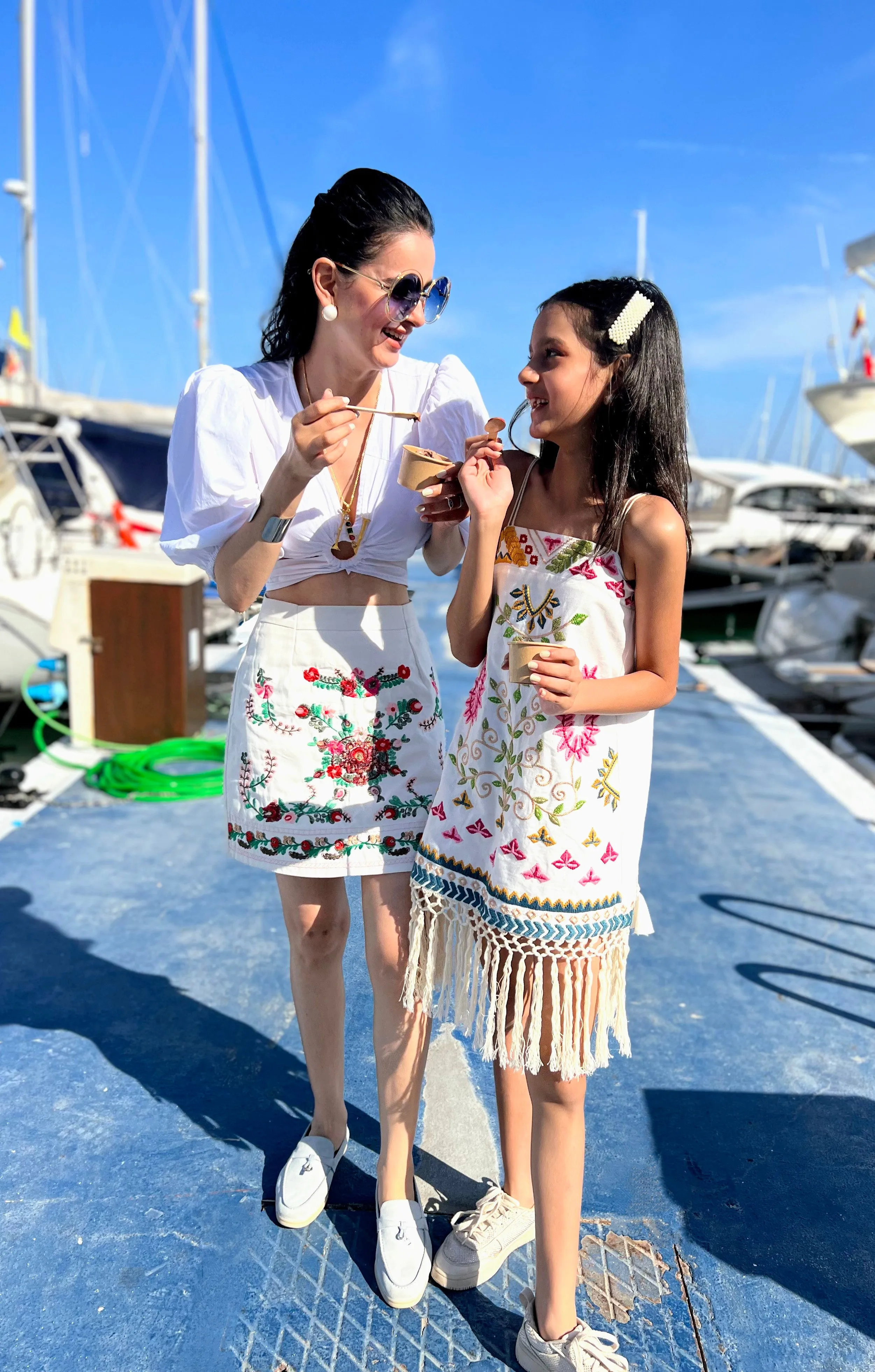 The Embroidered Zoya Dress (Off-White) (Sale)