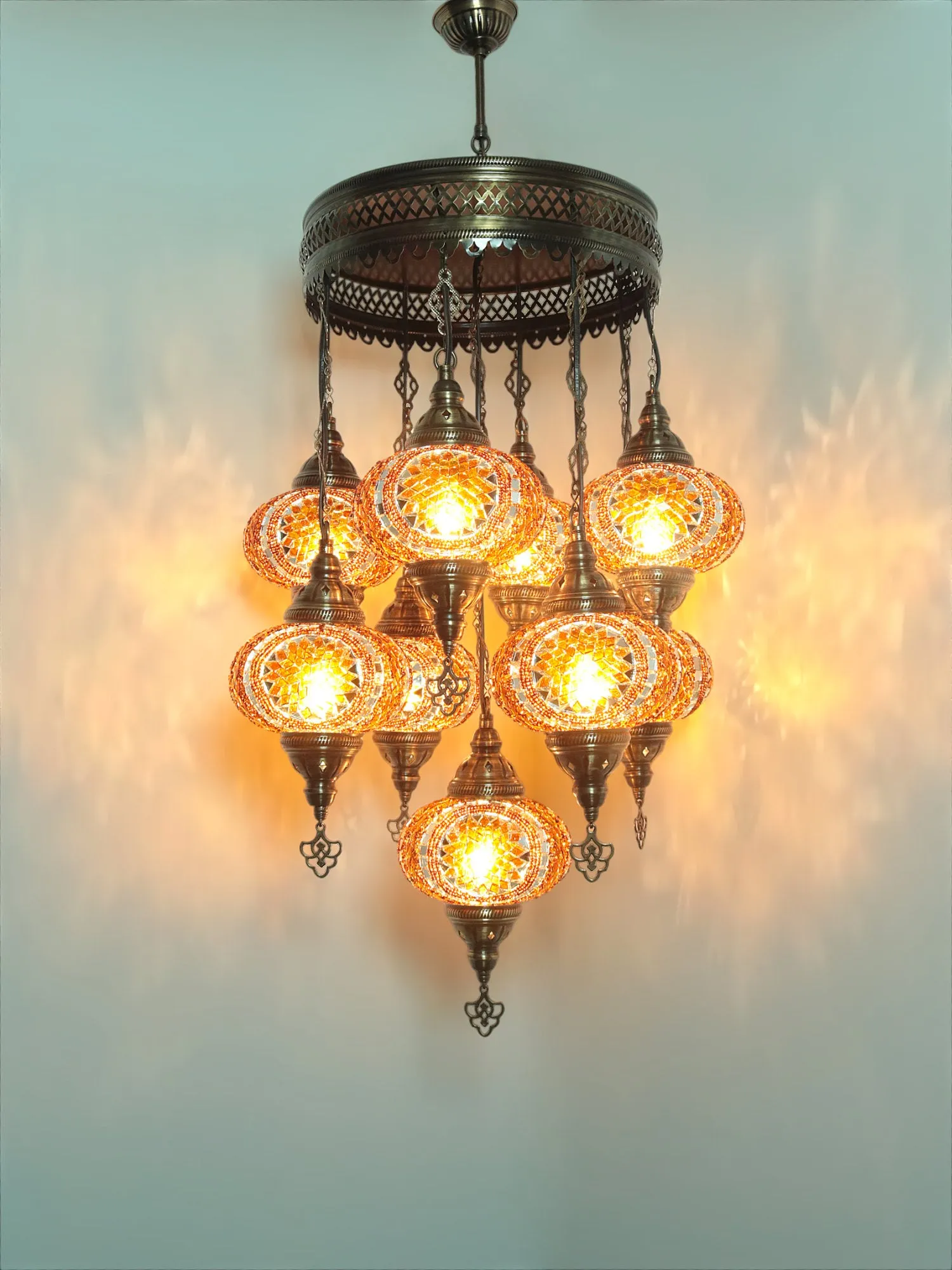 Turkish Mosaic Chandelier 9 Globe Ceiling Lights