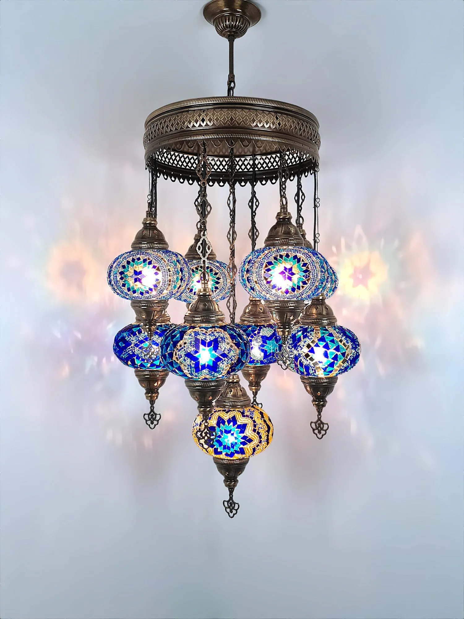 Turkish Mosaic Chandelier 9 Globe Ceiling Lights