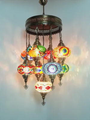 Turkish Mosaic Chandelier 9 Globe Ceiling Lights