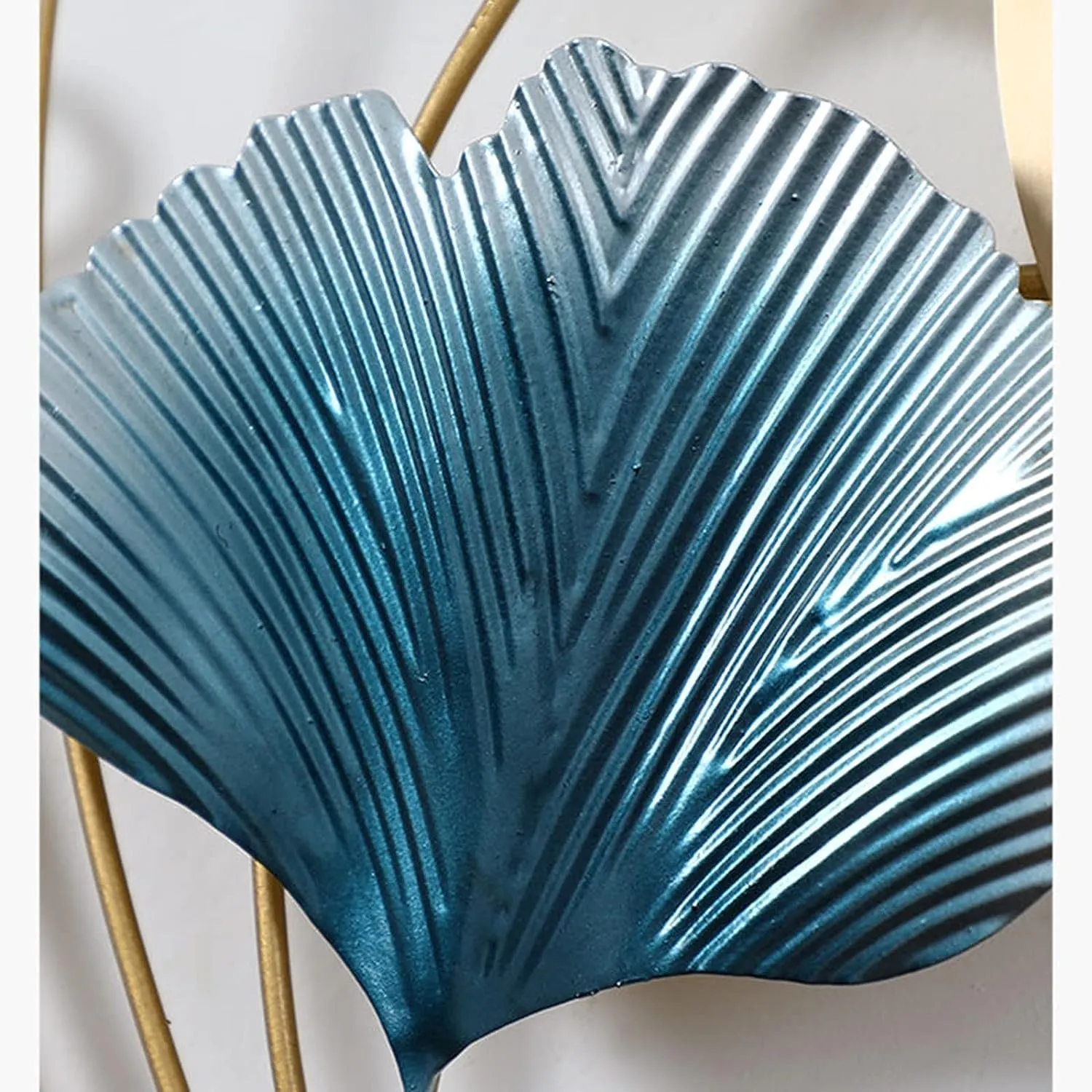 ULTRA SHINE HOME DECOR Half Moon Design Ginkgo Leaf Metal Wall Clock, Handmade for Home Decoration, Bedroom, Living Room, Hotel & Restaurant Decor (30 x 26 Inches)