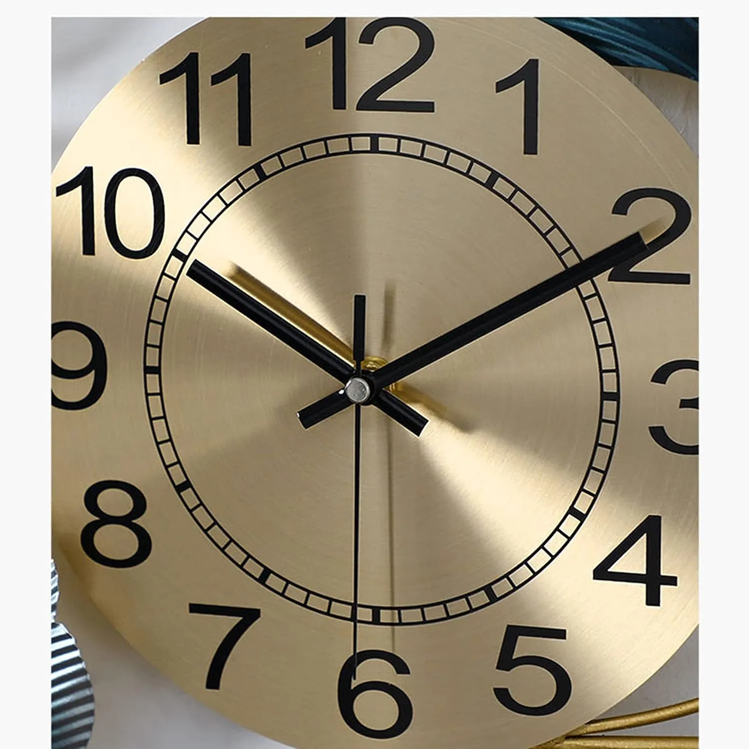 ULTRA SHINE HOME DECOR Half Moon Design Ginkgo Leaf Metal Wall Clock, Handmade for Home Decoration, Bedroom, Living Room, Hotel & Restaurant Decor (30 x 26 Inches)