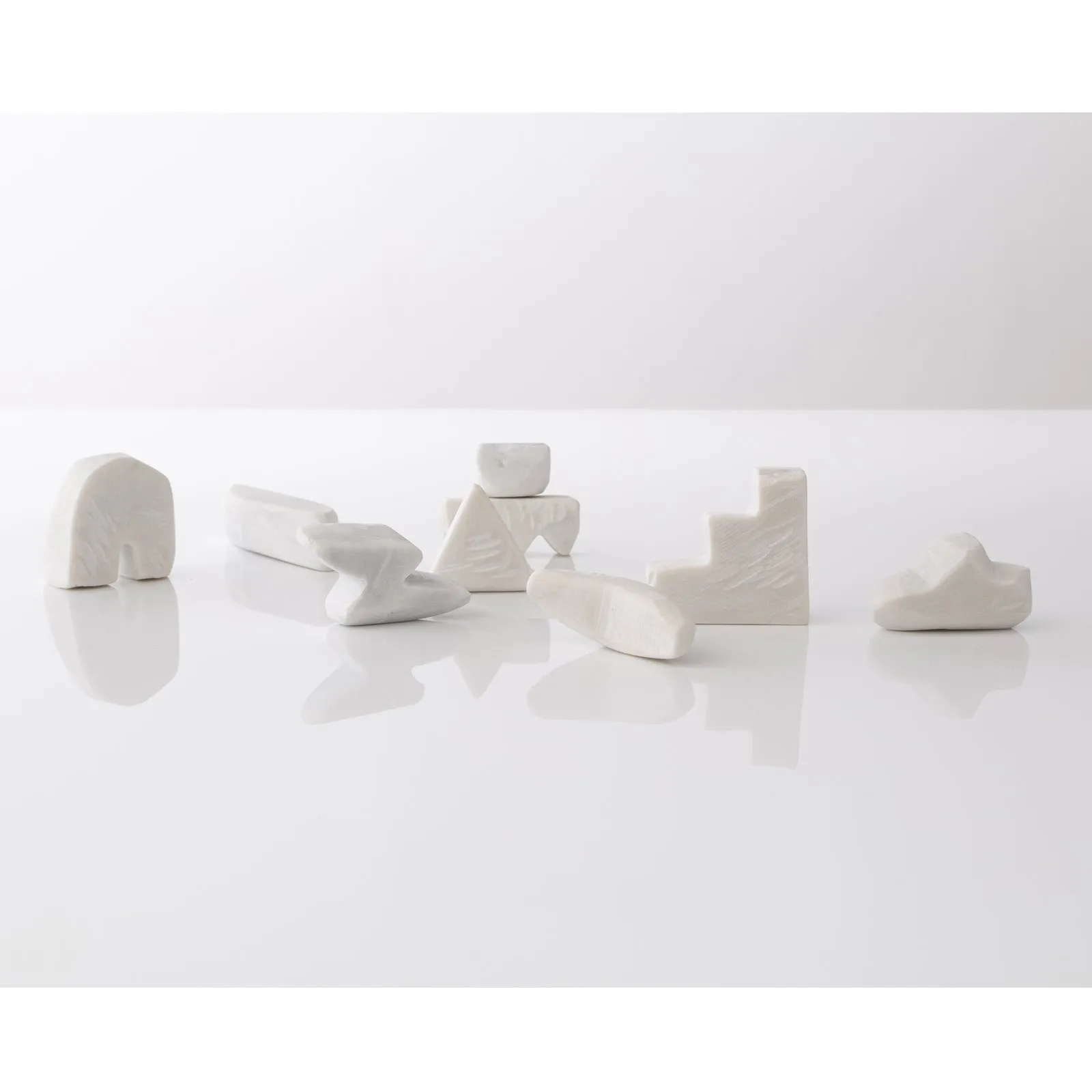Unknown Everyday Village : Elemental Shapes In Statuario 1, Marble Sculpture