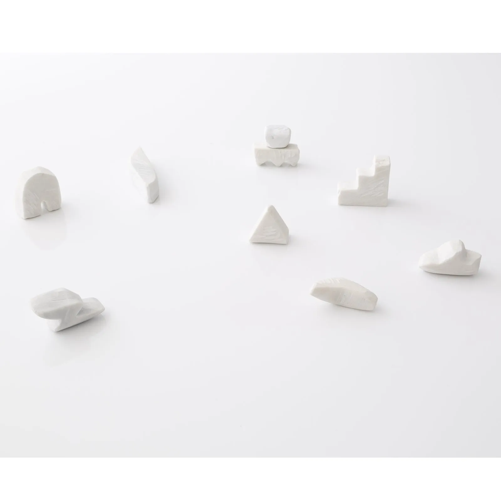 Unknown Everyday Village : Elemental Shapes In Statuario 1, Marble Sculpture