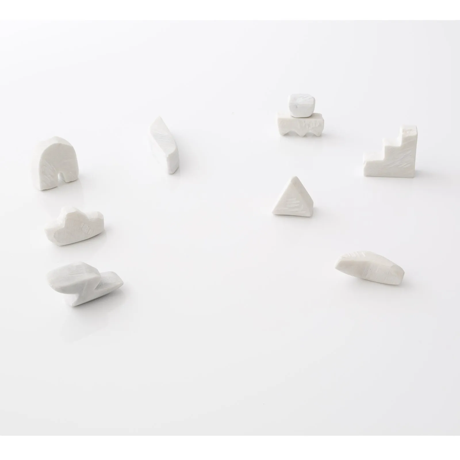 Unknown Everyday Village : Elemental Shapes In Statuario 1, Marble Sculpture