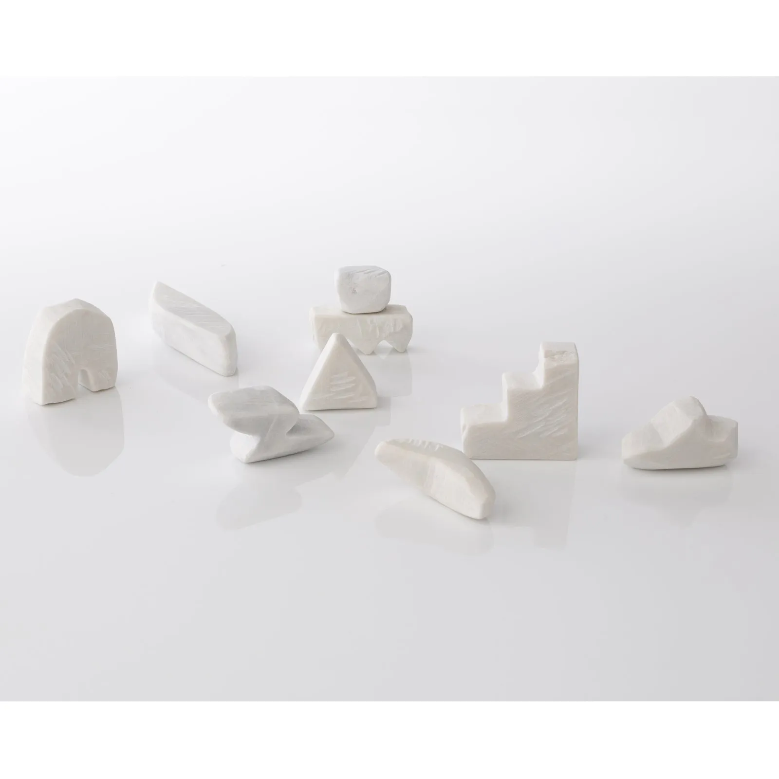 Unknown Everyday Village : Elemental Shapes In Statuario 1, Marble Sculpture