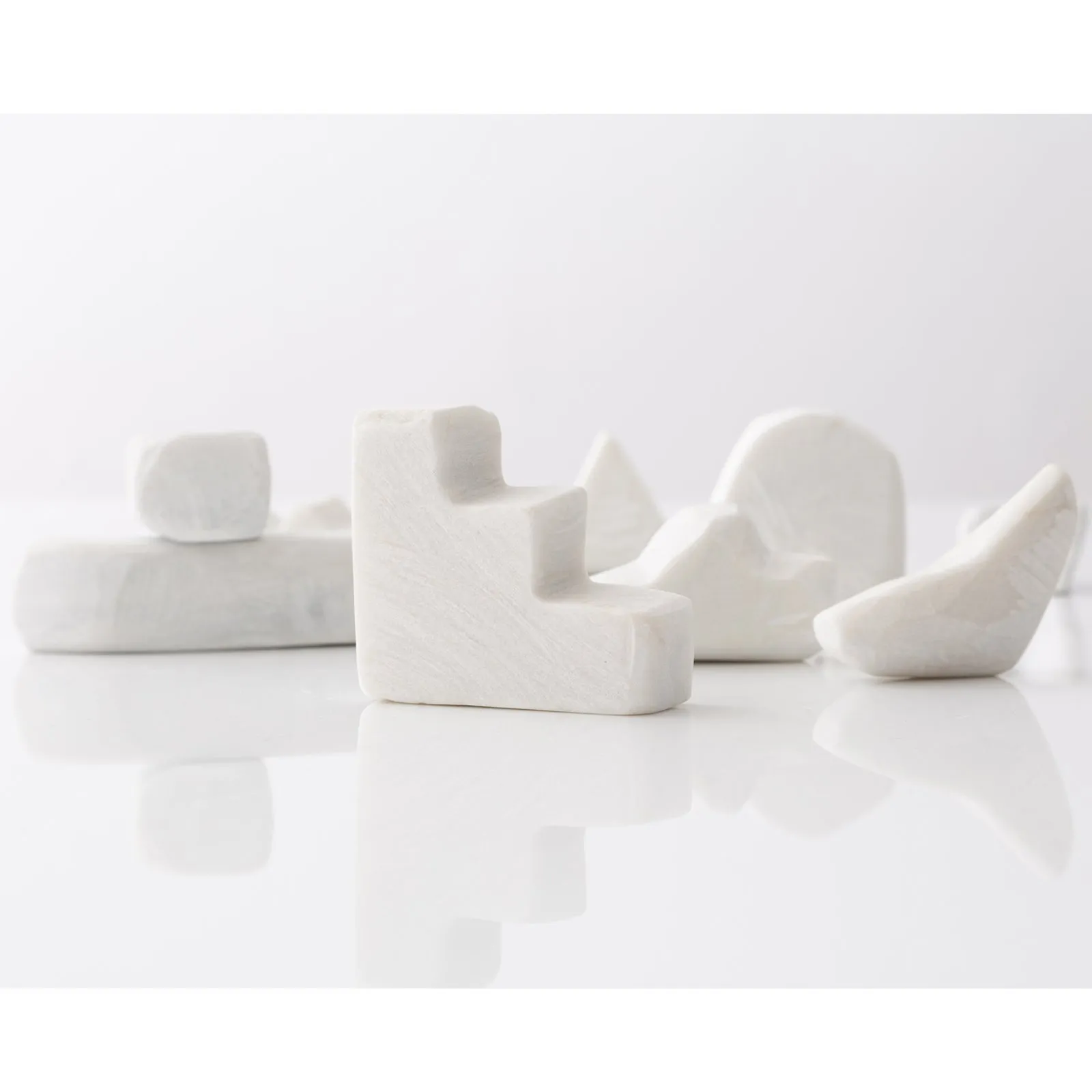 Unknown Everyday Village : Elemental Shapes In Statuario 1, Marble Sculpture