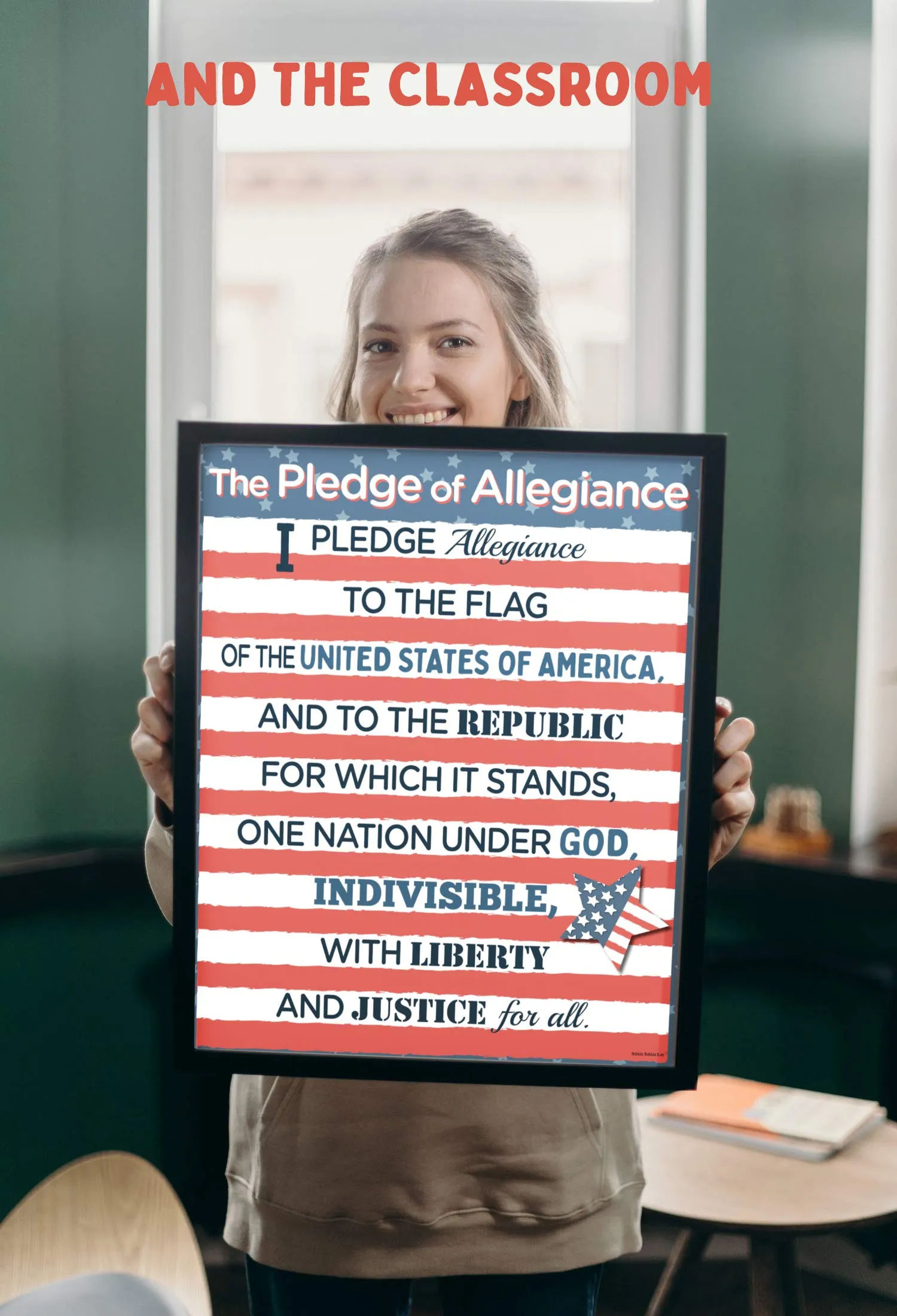 US History Classroom Decorations - 4 Pack Includes US Presidents Poster, Pledge